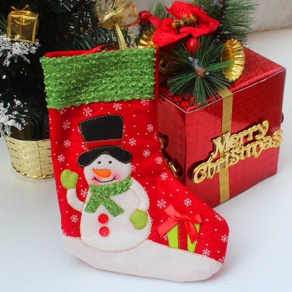 1pcs 26CM Christmas Hanging Ornaments Christmas Decoration Santa Claus Christmas Socks-snowman,S