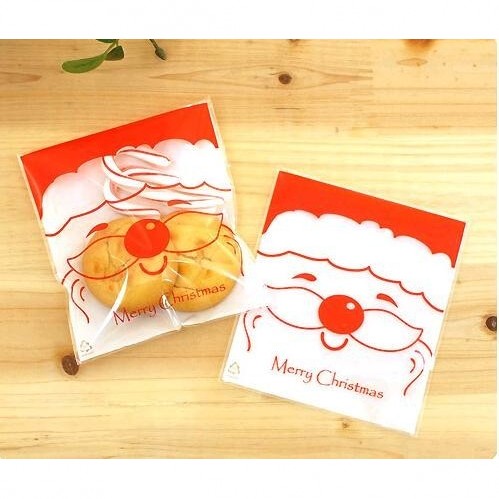 Plastic Christmas Gift Bag Bake Cookies Wedding Gifts Packaging Santa Claus Xmas Decorati
