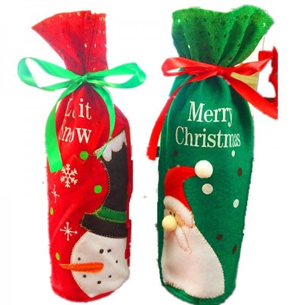 Christmas Red Wine Bottle Bags champagne covers Wine Holder bag Gifts Bag Santa Claus Snowman decoration supplies new 20