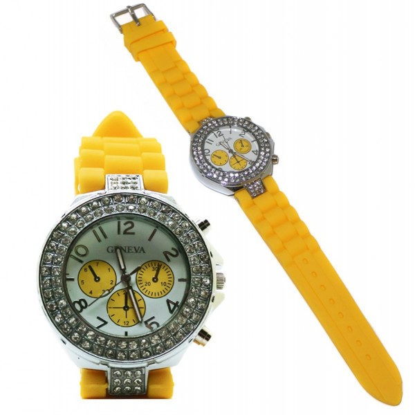 ten colors Geneva Silicone Crystal Quartz Ladies Jelly Wrist Watch
