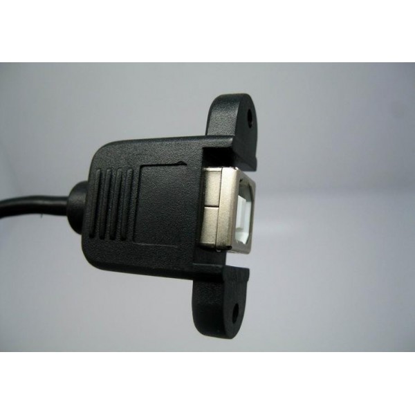 Black USB 2.0 Cable Type B Male to panel mount Female