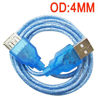 USB 2.0 transparent Blue with basketwork MALE TO FEMALE  extension  CABLE