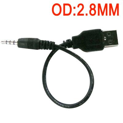 3.5mm male to usb charge cable for mp3 mp4 mp5 black color