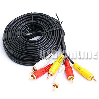 5m 3 RCA to 3 RCA Gold Plated Audio/Video AV Cable